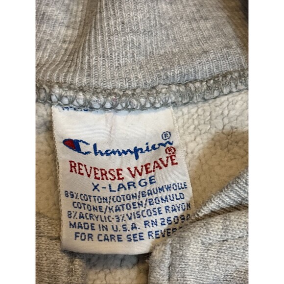 Vintage 90s Champion Reverse Weave XL Snap Front Cardigan Jacket Grey - Picture 4 of 10